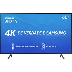 Smart TV LED 65´´ Samsung 65RU7100 Ultra HD 4K com Conversor Digital 3 HDMI 2 USB Wi-Fi Visual Livre de Cabos Controle Remoto Único e Bluetooth