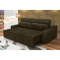 Sofá 4 Lugares Connect Retrátil e Reclinável Suede Amassado Marrom - Rifletti