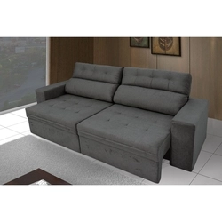 Sofá 4 Lugares Elegance 2,50m Retrátil e Reclinável Suede Amassado Cinza - Rifletti