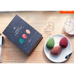 Kit 3 +Suporte RT Esponja Maquiagem Facial Gota Chanfrada Blender P/ Base Corretivo