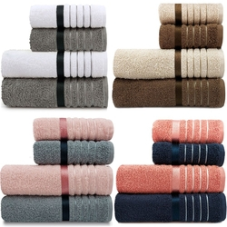 Jogo de Toalhas Karsten 4 pçs Banho e Rosto Algodão Felpuda Otto - Marrom e Bege