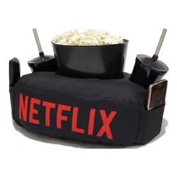 Kit Almofada Com Porta Pipoca 1 Balde + 2 Copos Netflix Com Bolso