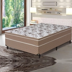 Box + Colchão de Molas Pocket Ensacadas Montblanq Umaflex Casal 1,38M X 0,24M Marrom / Flor