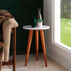 Mesa Lateral Redonda Retrô Sofia Branco Compre Aqui